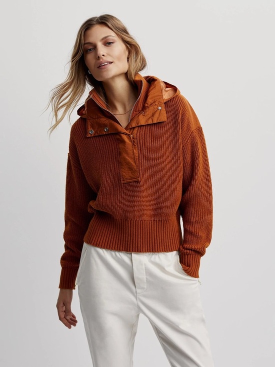 Varley Tops - VARLEY • Carter Half Zip Pullover in Caramel Cafe Mix